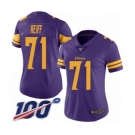 Women's Minnesota Vikings #71 Riley Reiff Limited Purple Rush Vapor Untouchable 100th Season Football Jersey