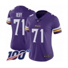 Women's Minnesota Vikings #71 Riley Reiff Purple Team Color Vapor Untouchable Limited Player 100th Season Football Jersey