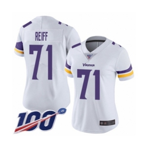 Women's Minnesota Vikings #71 Riley Reiff White Vapor Untouchable Limited Player 100th Season Football Jersey