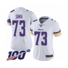 Women's Minnesota Vikings #73 Dru Samia White Vapor Untouchable Limited Player 100th Season Football Jersey