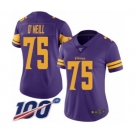 Women's Minnesota Vikings #75 Brian O'Neill Limited Purple Rush Vapor Untouchable 100th Season Football Jersey