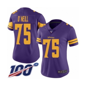 Women's Minnesota Vikings #75 Brian O'Neill Limited Purple Rush Vapor Untouchable 100th Season Football Jersey