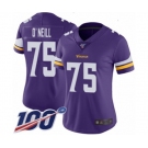 Women's Minnesota Vikings #75 Brian O'Neill Purple Team Color Vapor Untouchable Limited Player 100th Season Football Jersey