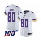 Women's Minnesota Vikings #80 Cris Carter White Vapor Untouchable Limited Player 100th Season Football Jersey