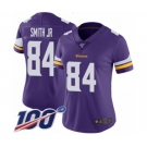 Women's Minnesota Vikings #84 Irv Smith Jr. Purple Team Color Vapor Untouchable Limited Player 100th Season Football Jersey