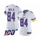 Women's Minnesota Vikings #84 Irv Smith Jr. White Vapor Untouchable Limited Player 100th Season Football Jersey