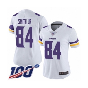 Women's Minnesota Vikings #84 Irv Smith Jr. White Vapor Untouchable Limited Player 100th Season Football Jersey