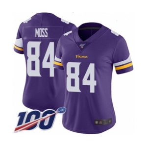 Women's Minnesota Vikings #84 Randy Moss Purple Team Color Vapor Untouchable Limited Player 100th Season Football Jersey