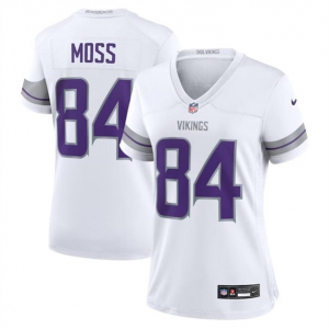 Women's Minnesota Vikings #84 Randy Moss White Winter Warrior Limited Football Stitched Jersey