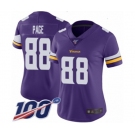 Women's Minnesota Vikings #88 Alan Page Purple Team Color Vapor Untouchable Limited Player 100th Season Football Jersey