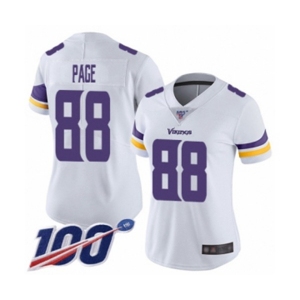 Women's Minnesota Vikings #88 Alan Page White Vapor Untouchable Limited Player 100th Season Football Jersey