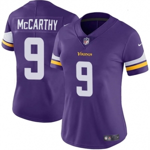 Women's Minnesota Vikings #9 J.J. McCarthy Purple 2024 Draft Vapor Football Stitched Jersey