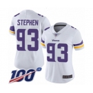 Women's Minnesota Vikings #93 Shamar Stephen White Vapor Untouchable Limited Player 100th Season Football Jersey