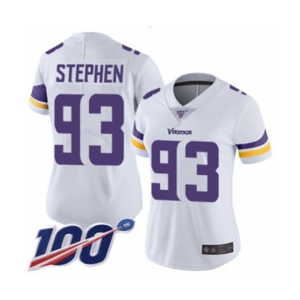 Women's Minnesota Vikings #93 Shamar Stephen White Vapor Untouchable Limited Player 100th Season Football Jersey