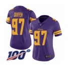 Women's Minnesota Vikings #97 Everson Griffen Limited Purple Rush Vapor Untouchable 100th Season Football Jersey