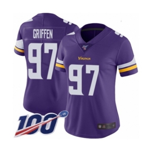 Women's Minnesota Vikings #97 Everson Griffen Purple Team Color Vapor Untouchable Limited Player 100th Season Football Jersey