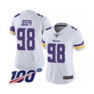 Women's Minnesota Vikings #98 Linval Joseph White Vapor Untouchable Limited Player 100th Season Football Jersey