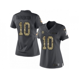 Women's Nike Minnesota Vikings #10 Fran Tarkenton Limited Black 2016 Salute to Service NFL Jersey