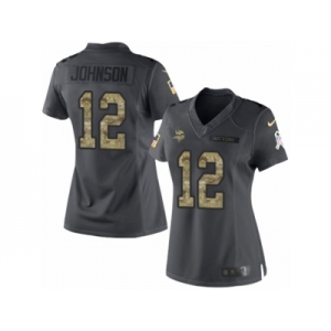 Women's Nike Minnesota Vikings #12 Charles Johnson Limited Black 2016 Salute to Service NFL Jersey