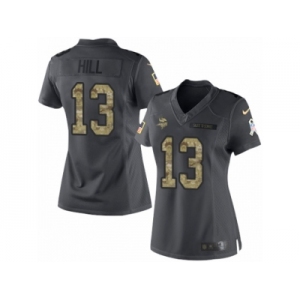 Women's Nike Minnesota Vikings #13 Shaun Hill Limited Black 2016 Salute to Service NFL Jersey