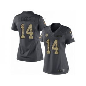 Women's Nike Minnesota Vikings #14 Stefon Diggs Limited Black 2016 Salute to Service NFL Jersey