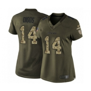 Women's Nike Minnesota Vikings #14 Stefon Diggs Limited Green Salute to Service NFL Jersey