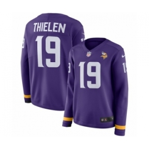 Women's Nike Minnesota Vikings #19 Adam Thielen Limited Purple Therma Long Sleeve NFL Jersey