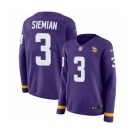 Women's Nike Minnesota Vikings #3 Trevor Siemian Limited Purple Therma Long Sleeve NFL Jersey