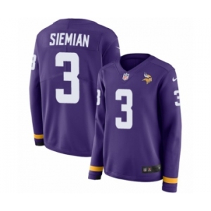 Women's Nike Minnesota Vikings #3 Trevor Siemian Limited Purple Therma Long Sleeve NFL Jersey