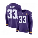 Women's Nike Minnesota Vikings #33 Dalvin Cook Limited Purple Therma Long Sleeve NFL Jersey