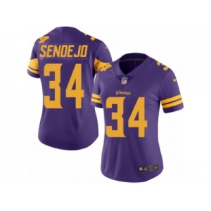 Women's Nike Minnesota Vikings #34 Andrew Sendejo Limited Purple Rush NFL Jersey