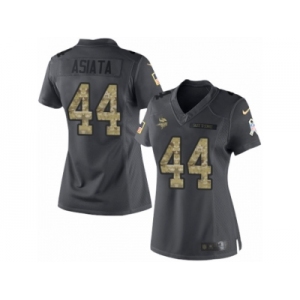 Women's Nike Minnesota Vikings #44 Matt Asiata Limited Black 2016 Salute to Service NFL Jersey