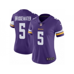 Women's Nike Minnesota Vikings #5 Teddy Bridgewater Vapor Untouchable Limited Purple Team Color NFL Jersey