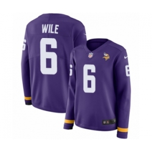 Women's Nike Minnesota Vikings #6 Matt Wile Limited Purple Therma Long Sleeve NFL Jersey