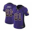 Women's Nike Minnesota Vikings #61 Brett Jones Limited Purple Rush Drift Fashion NFL Jersey