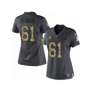 Women's Nike Minnesota Vikings #61 Joe Berger Limited Black 2016 Salute to Service NFL Jersey