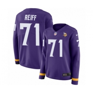 Women's Nike Minnesota Vikings #71 Riley Reiff Limited Purple Therma Long Sleeve NFL Jersey