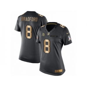 Women's Nike Minnesota Vikings #8 Sam Bradford Limited Black Gold Salute to Service NFL Jersey