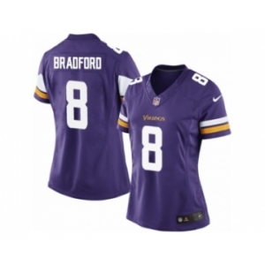 Women's Nike Minnesota Vikings #8 Sam Bradford Limited Purple Team Color NFL Jersey