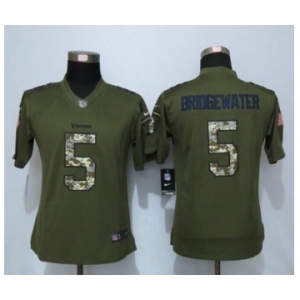 nike women nfl jerseys Minnesota Vikings #5 Teddy Bridgewater army green[nike Limited Salute To Service]