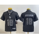 Youth Minnesota Vikings #18 Justin Jefferson Black Reflective Limited Stitched Football Jersey