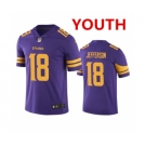 Youth Minnesota Vikings #18 Justin Jefferson Purple Color Rush Limited Stitched Jersey