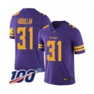 Youth Minnesota Vikings #31 Ameer Abdullah Limited Purple Rush Vapor Untouchable 100th Season Football Jersey