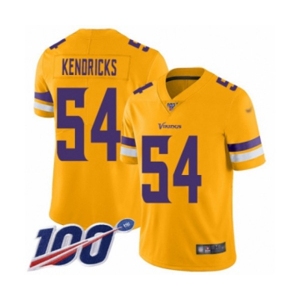 Youth Minnesota Vikings #54 Eric Kendricks Limited Gold Inverted Legend 100th Season Football Jersey