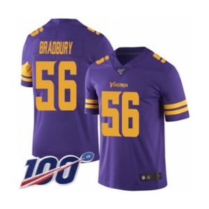 Youth Minnesota Vikings #56 Garrett Bradbury Limited Purple Rush Vapor Untouchable 100th Season Football Jersey