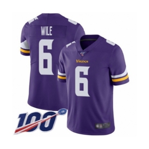 Youth Minnesota Vikings #6 Matt Wile Purple Team Color Vapor Untouchable Limited Player 100th Season Football Jersey