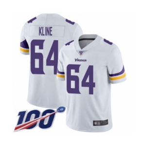 Youth Minnesota Vikings #64 Josh Kline White Vapor Untouchable Limited Player 100th Season Football Jersey