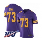 Youth Minnesota Vikings #73 Dru Samia Limited Purple Rush Vapor Untouchable 100th Season Football Jersey