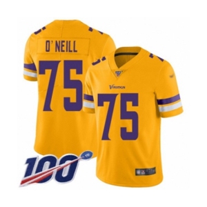 Youth Minnesota Vikings #75 Brian O'Neill Limited Gold Inverted Legend 100th Season Football Jersey