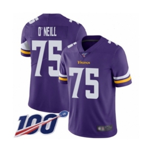 Youth Minnesota Vikings #75 Brian O'Neill Purple Team Color Vapor Untouchable Limited Player 100th Season Football Jersey